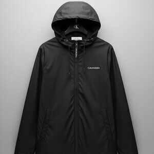 Calvin Klein Black Hooded Rain Coat /Wind Breaker